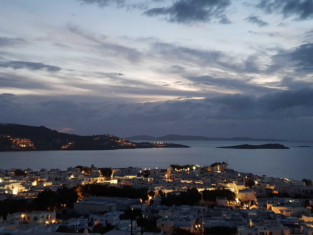 Night view of Mykonos Town